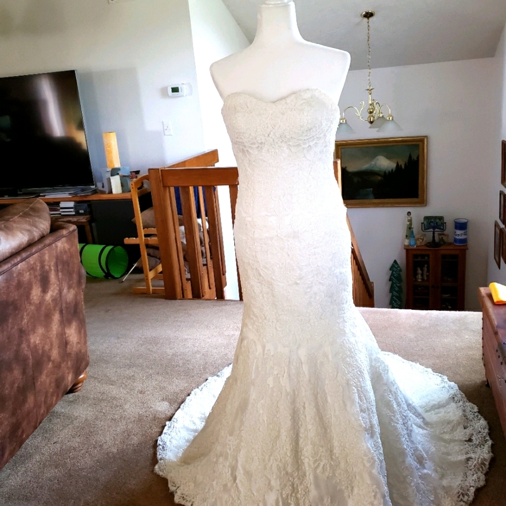 Essesse ivory lace wedding dress,  fit and flare